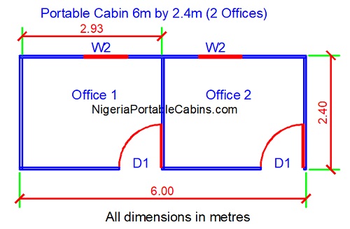 6 Metres By 2.4 Metres Portacabin Layout Plan