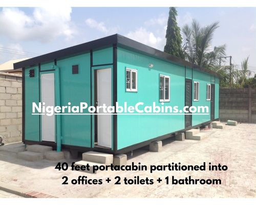 2 rooms 2 toilets and 1 bathroom 12m by 3.6m portacabin