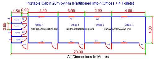 20 metres by 4 metres Portacabin Office Building