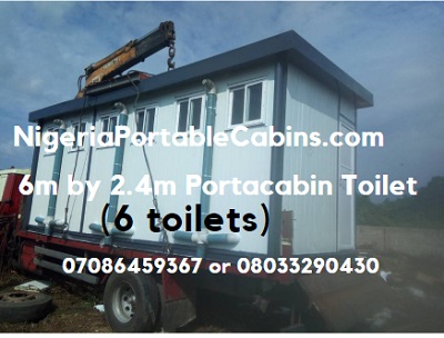 6m by 2.4m Portable cabin Toilet Nigeria (6 in One toilet): Back View