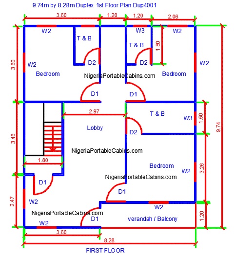 prefab duplex Nigeria first floor plan