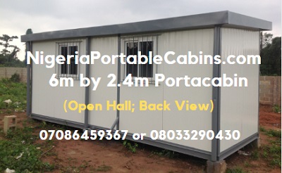 6m By 2.4m Portable Cabin Nigeria (Back View)