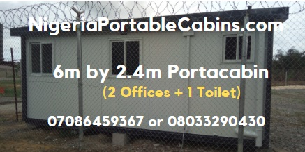 6m By 2.4m Portable Cabin Nigeria Comprising 2 Offices and 1 toilet (back View)